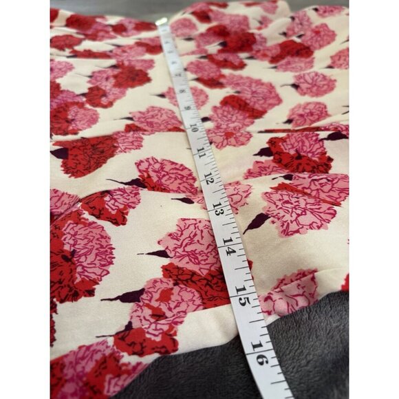 Maggy London Women's Floral Sleeveless A-Line Dress Size 10 Ivory Base Pink Red - Picture 12 of 13